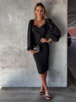 Juodos spalvos elegantiška suknelė