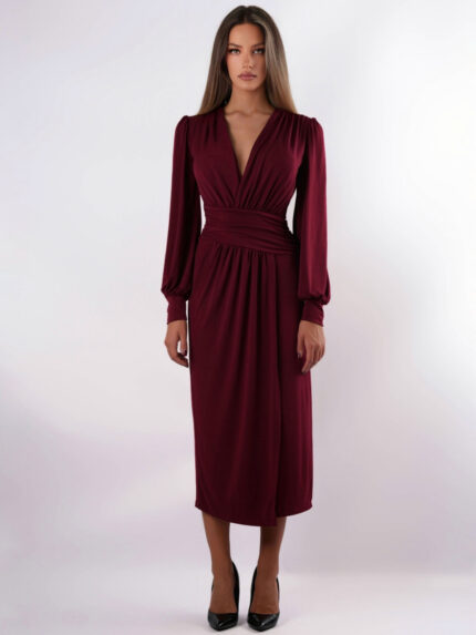 Šventinė bordo suknelė – VIP Dress Šventinė bordo suknelė